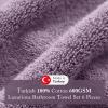 Madison Park Turkish 100% Cotton 600Gsm Luxury Premium Thick Soft Absorbent Hotel Bathroom Towel Set Shower Hand Face Washcloths, Assorted Sizes, Natural 6 Piece(Purple)