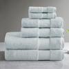 Madison Park Turkish 100% Cotton 600Gsm Luxury Premium Thick Soft Absorbent Hotel Bathroom Towel Set Shower Hand Face Washcloths, Assorted Sizes, Natural 6 Piece(Light Blue)