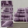 Madison Park Turkish 100% Cotton 600Gsm Luxury Premium Thick Soft Absorbent Hotel Bathroom Towel Set Shower Hand Face Washcloths, Assorted Sizes, Natural 6 Piece(Purple)