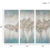 Madison Park Wall Art Living Room Décor – Embellished Hand Painted Canvas, Home Accent Glitter Abstract Bathroom Decoration Ready to Hang Painting for Bedroom, 15″W x 35″H x 1.5″D, Taupe 3 Piece(Blue)