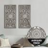 Madison Park Wall Décor for Living Room – Botanical Panel, Home Accent Modern Kitchen Dining Decoration, Ready to Hang 2-Piece Distressed Carved Wood Panel Set for Bedroom, 15.75″W x 31.50″H, Antique Green(Antique Green)