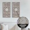 Madison Park Wall Décor for Living Room – Botanical Panel, Home Accent Modern Kitchen Dining Decoration, Ready to Hang 2-Piece Distressed Carved Wood Panel Set for Bedroom, 15.75″W x 31.50″H, Antique Green(Antique Brown)
