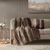 Madison Park Zuri Faux Fur Ombre Stripe Ultra Soft Luxury Decorative Throw Pillows, for Couch Bed with Insert, 20×20, Leopard(Tan)