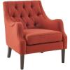 Madison Park Accent Chair for Living Room, Upholstered Button Tufted Back, Removable 5.75″ T Seat Cushion, Solid Wood Legs, Modern Accent Armchair Family Room Furniture, Bedroom Chair, 29.25″ W Spice(Spice)