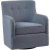 Madison Park Adele Upholstered Swivel Accent Chair, Cozy Upholstered Swivel Chair for Living Room, 7″ Thick Removable Cushion, Modern Accent Armchair, Family Room Furniture, Bedroom Chair, Blue, 29″W