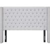 Madison Park Amelia Upholstered Headboard | Nail Head Trim Wingback Button Tufted | King, Cream(Gray)