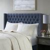 Madison Park Amelia Upholstered Headboard | Nail Head Trim Wingback Button Tufted | King, Cream(Navy)