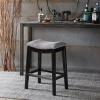 Madison Park Belfast Bar Stools, Contour Padded Seat, Nail Head Trim, Modern Kitchen Counter Chair, Solid Hardwood, Metal Kickplate Footrest, Dining Room Accent Furniture, Linen(Grey)