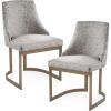 Madison Park Bryce Parsons Upholstered Accent Dining Chairs Set of 2, Padded Seat with Cushion, Antique Gold Metal Frame Back and Sled Leg, Contemporary Modern Chic for Kitchen, Cream 2 Piece(Grey)