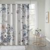 Madison Park Cassandra Cotton Percale Bathroom Shower, Printed Floral Design Modern Shabby Chic Privacy Bath Fabric Curtains, 72″x72″, Blush (MP70-6717)(Blue)