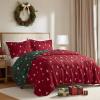 Madison Park Christmas Coverlet Set Festive Jacquard Design, 3 Piece Set – All Season, Reversible Bedspread Lightweight Bedding Layer, Shams, Queen, Red/Green(Queen)