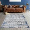 Madison Park Dakota Vienna Woven Turkish Area Rugs for Living Room, Indoor Dining Accent Modern Home Décor, Ultra Soft Floor Carpets for Dining Room, 7’11″W x 10’L, Distressed Tiled Beige(Hannah Blue/Cream)