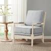 Madison Park Donohue Mid-Century Modern Accent Chairs for Living Room with Nailhead Trim, Solid Wood, Oakwood Finish, Upholstered Seat, Lounge for Reading Bedroom Furniture, Light Grey(Light Blue/Antique Cream)