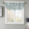 Madison Park Elena Waterfall Embellished Rod Pocket Valance , Faux Silk Valances for Window , 38X46″ , Bronze(Dusty Aqua)