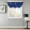 Madison Park Elena Waterfall Embellished Rod Pocket Valance , Faux Silk Valances for Window , 38X46″ , Bronze(Navy)