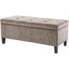 Madison Park Entryway Accent Bench for Living Room Flip Top Storage Chest, Shandra Tufted Top Upholstered Storage Bench End of Bed for Bedroom Furniture, Indoor Seating, 49″Wide, Blue(Taupe)