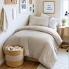 Madison Park Essentials Striped Duvet Cover Set Queen, Modern Minimalist Bedding Set with Premium Jacquard Stripe, 3 Pieces Duvet Cover Reversible with Zipper Closure & Corner Ties,White(Neutral)