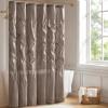 Madison Park Laurel Semi-Sheer Black Shower Curtain – Lightweight Faux Silk Fabric, 72×72 in, Light Filtering, Modern Style Bathroom Curtain Textured Tufting Detail Modern Mid-Century Bathroom Decor(Taupe)