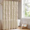Madison Park Laurel Semi-Sheer Black Shower Curtain – Lightweight Faux Silk Fabric, 72×72 in, Light Filtering, Modern Style Bathroom Curtain Textured Tufting Detail Modern Mid-Century Bathroom Decor(Ivory)