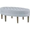 Madison Park Martin Oval Surfboard Tufted Cocktail Ottoman Soft Fabric, All Foam, Wood Frame Modern Coffee Table Living Room Lounge Furniture, Linen, 48″W x 27.5″D x 18″H(Dusty Blue)