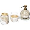 Madison Park Mosaic Bathroom Accessories Set , 4 Piece Bath Accessory Sets With Gold Soap Dispenser , Toothbrush Holder , Tumbler And Ring Tray(Gold 4 Piece)