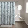 Madison Park Odette Fabric Shower Curtain Luxe Textured Jacquard, Damask Medallion Machine Washable Modern Home Bathroom Decor, Bathtub Privacy Screen, 72″ x 72″, Silver(Aqua/Silver)