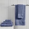 Madison Park Organic 100% Cotton Bathroom Towel Set, Hotel & Spa Quality Highly Absorbent, Quick Dry, Include for Shower, Handwash & Facial Washcloth, Multi-Sizes, Seafoam(Navy)