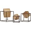 Madison Park Quad Cube Home Décor – 3 Piece Set Metal Accent Statue Modern Luxe Geomatric Art Sculpture Design Living Room Shelf Accessories, Multi Size, Black/Gold