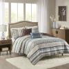 Madison Park Quilt Traditional Damask Design All Season, Lightweight Coverlet Bedspread Bedding Set, Matching Shams, Pillows, 104″x94″, Bellagio, Jacquard Grey, 6 Piece(Floral Blue)