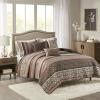 Madison Park Quilt Traditional Damask Design All Season, Lightweight Coverlet Bedspread Bedding Set, Matching Shams, Pillows, 104″x94″, Bellagio, Jacquard Grey, 6 Piece(Floral Red)