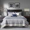 Madison Park Quilt Traditional Damask Design All Season, Lightweight Coverlet Bedspread Bedding Set, Matching Shams, Pillows, 104″x94″, Bellagio, Jacquard Grey, 6 Piece(Chevron Grey/Navy)
