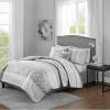 Madison Park Quilt Traditional Damask Design All Season, Lightweight Coverlet Bedspread Bedding Set, Matching Shams, Pillows, 104″x94″, Bellagio, Jacquard Grey, 6 Piece(Geometric Grey)