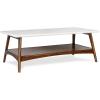 Madison Park Rectangular Wood Coffee Table With Solid Wood Frame & Legs, Living Room Coffee Tables With Storage Shelf, Accent Furniture For Living Room, Minimalist Decor – Off-White / Pecan Parker(Off-white/Pecan)