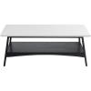 Madison Park Rectangular Wood Coffee Table With Solid Wood Frame & Legs, Living Room Coffee Tables With Storage Shelf, Accent Furniture For Living Room, Minimalist Decor – Off-White / Pecan Parker(Off-white/Black)