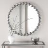 Madison Park Round Mirror, Metal Frame Circle Mirror 36 inch, Wall Art Decor Mounted Hanging for Entryway, Bathroom, hallway, Living Room, Vanity, Marlowe, Gold(Silver)