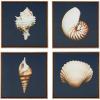 Madison Park Seascape Wall Art-Coastal Theme Complete Set Modern 4 Piece Home Painting Gel Coat Canvas, Living Room Décor, Multi-sizes, Blue(Ocean Seashells)