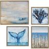 Madison Park Seascape Wall Art-Coastal Theme Complete Set Modern 4 Piece Home Painting Gel Coat Canvas, Living Room Décor, Multi-sizes, Blue(Seascape)