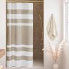 Madison Park Shower Curtain Spa Waffle Weave Stall Shower Curtain for Bathroom 3M Scotchgard Moisture Management, Spa Quality Modern Shower Curtains for Bathroom, Stall 36×72” Taupe(Stripe Taupe)