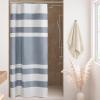 Madison Park Shower Curtain Spa Waffle Weave Stall Shower Curtain for Bathroom 3M Scotchgard Moisture Management, Spa Quality Modern Shower Curtains for Bathroom, Stall 36×72” Taupe(Stripe Indigo Blue)