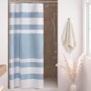 Madison Park Shower Curtain Spa Waffle Weave Stall Shower Curtain for Bathroom 3M Scotchgard Moisture Management, Spa Quality Modern Shower Curtains for Bathroom, Stall 36×72” Taupe(Stripe Blue)