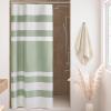Madison Park Shower Curtain Spa Waffle Weave Stall Shower Curtain for Bathroom 3M Scotchgard Moisture Management, Spa Quality Modern Shower Curtains for Bathroom, Stall 36×72” Taupe(Stripe Sage Green)