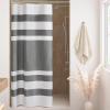Madison Park Shower Curtain Spa Waffle Weave Stall Shower Curtain for Bathroom 3M Scotchgard Moisture Management, Spa Quality Modern Shower Curtains for Bathroom, Stall 36×72” Taupe(Stripe Charcoal)