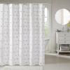 Madison Park Sophie Trendy Shower Curtain with Textured Pom-Poms Accent, Modern Bathroom Décor, Machine Washable Bath Privacy Screen, 72 in x 72 in, Black/White(Blush)