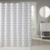 Madison Park Sophie Trendy Shower Curtain with Textured Pom-Poms Accent, Modern Bathroom Décor, Machine Washable Bath Privacy Screen, 72 in x 72 in, Black/White(Grey/White)