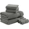 Madison Park Turkish 100% Cotton 600Gsm Luxury Premium Thick Soft Absorbent Hotel Bathroom Towel Set Shower Hand Face Washcloths, Assorted Sizes, Natural 6 Piece(Charcoal)