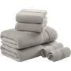 Madison Park Turkish 100% Cotton 600Gsm Luxury Premium Thick Soft Absorbent Hotel Bathroom Towel Set Shower Hand Face Washcloths, Assorted Sizes, Natural 6 Piece(Grey)