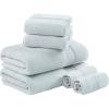 Madison Park Turkish 100% Cotton 600Gsm Luxury Premium Thick Soft Absorbent Hotel Bathroom Towel Set Shower Hand Face Washcloths, Assorted Sizes, Natural 6 Piece(Light Blue)