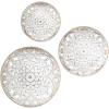 Madison Park Wall Art Living Room Décor – Medallion Trio Real Fir Wood Round Design, Home Accent Modern Kitchen Dining Decoration, Ready to Hang Panel for Bedroom, Multi-Sizes, Natural/White 3 Piece(Medallion Trio)