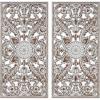 Madison Park Wall Décor for Living Room – Botanical Panel, Home Accent Modern Kitchen Dining Decoration, Ready to Hang 2-Piece Distressed Carved Wood Panel Set for Bedroom, 15.75″W x 31.50″H, Antique Green(Antique Brown)