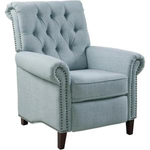 Aidan Upholstered Manual Push Back Recliner Chair with Nailheads